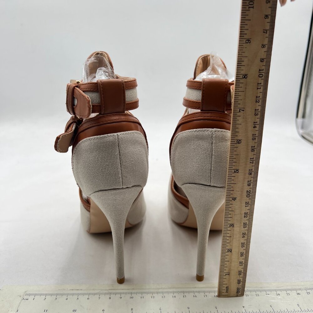 XYD Gainsboro-brown Peep Toe Sandal Ankle Booties Dual Buckled Straps Stiletto H - Picture 5 of 8